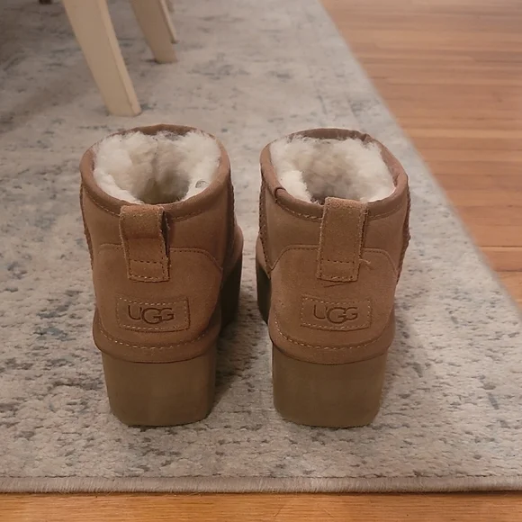 Women's Tan Platform Ankle Boots - Picture 4 of 9